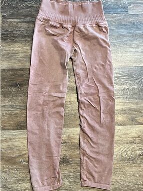FP Movement by Free People Ribbed High-Waist Leggings in Dusty Rose